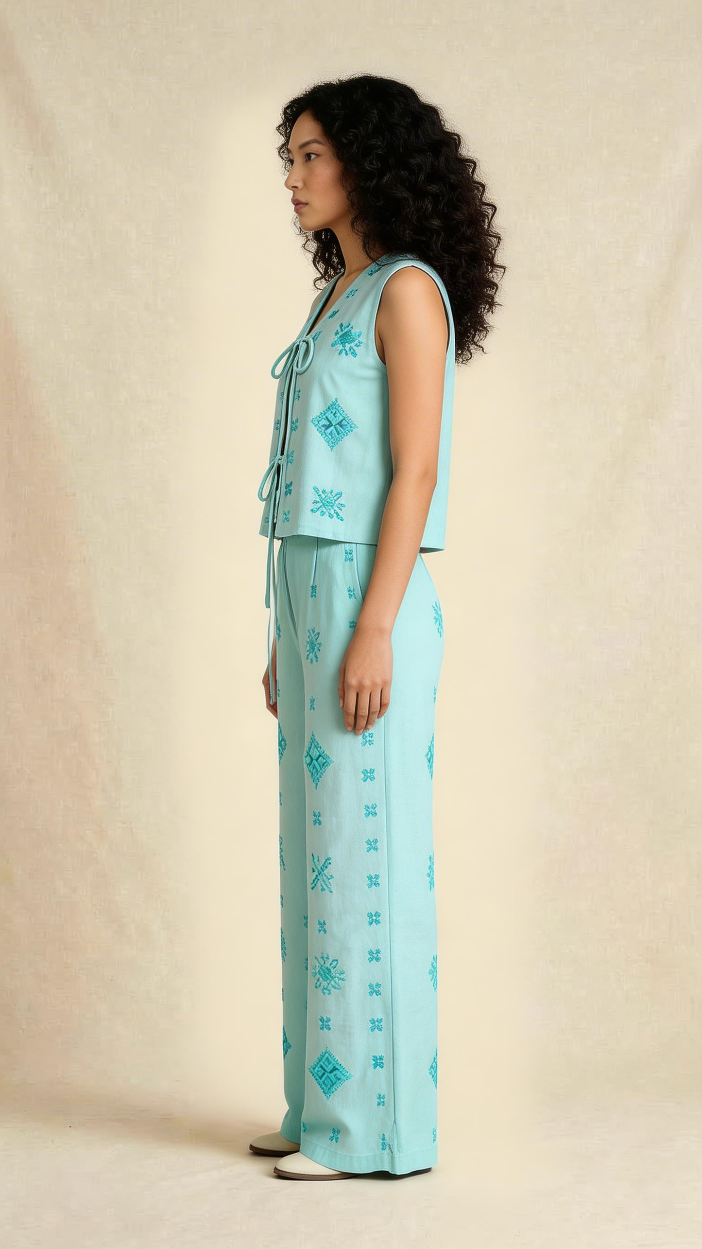 Mint Green Embroidered Co-Ord Set