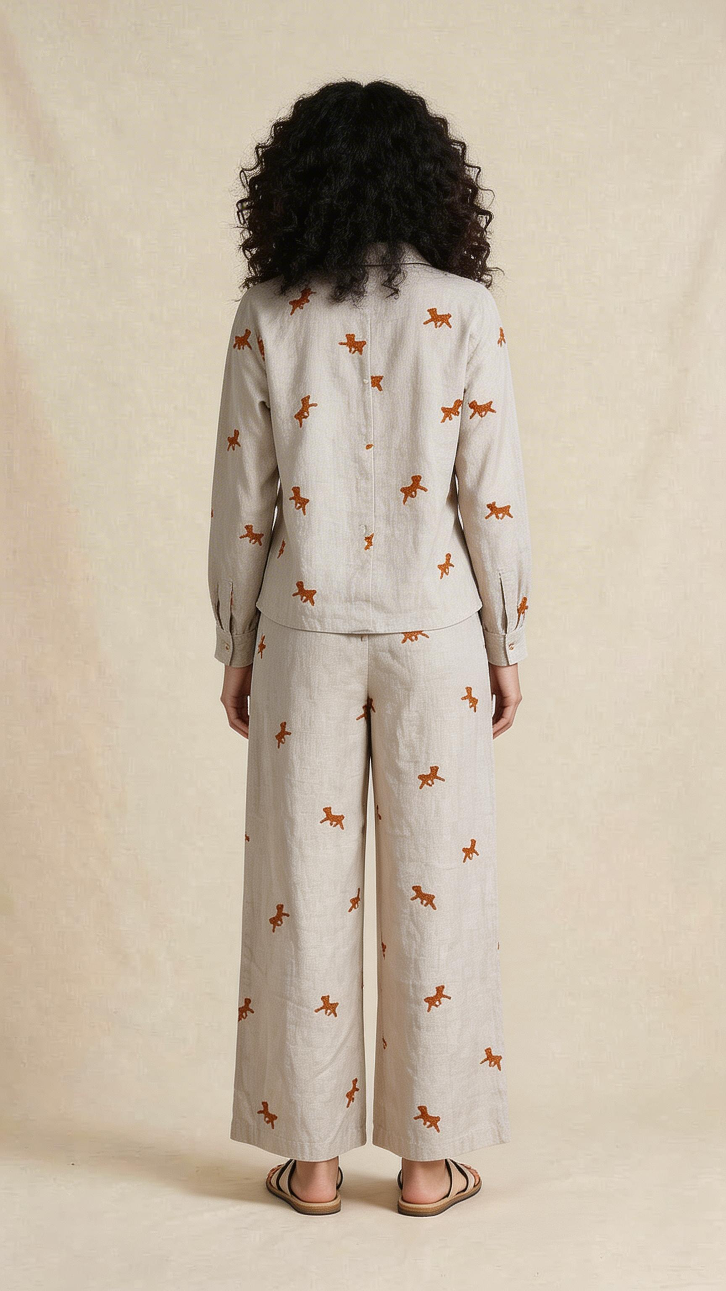 Beige Embroidered Co-ord Set