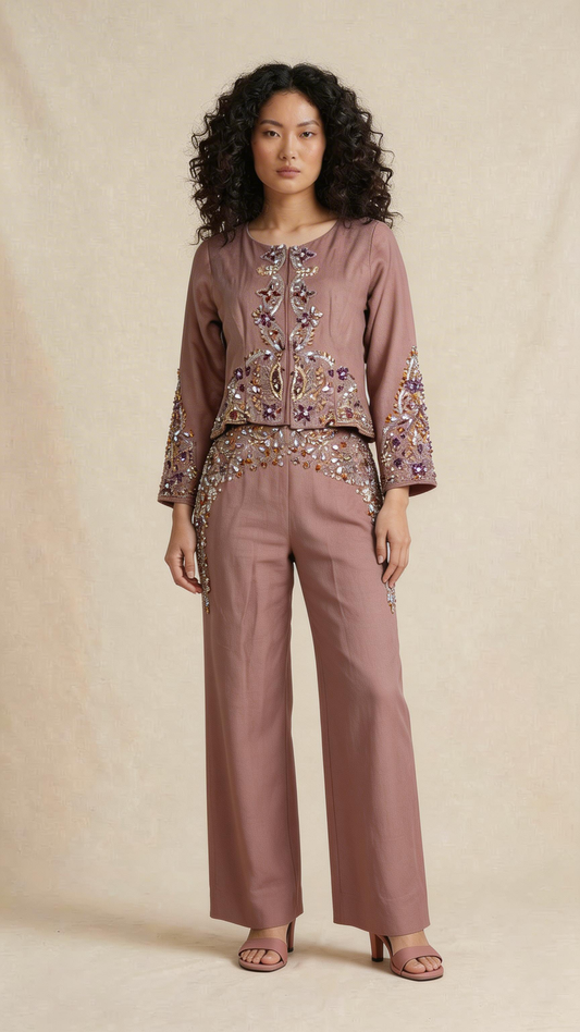 Dusty Rose Embellished Co-ord Set