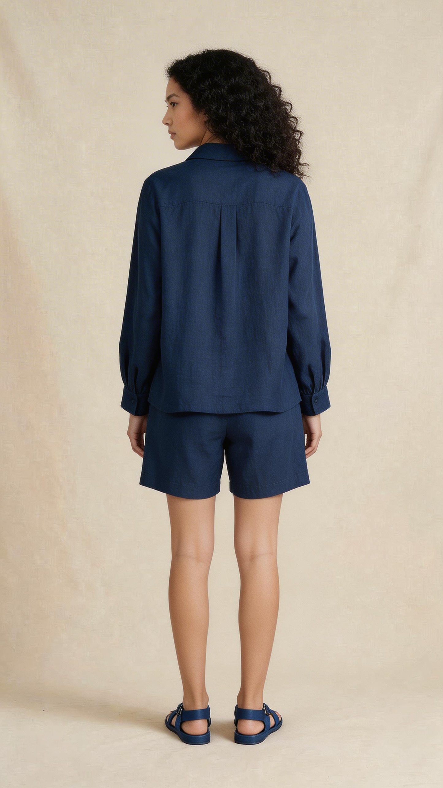 Navy Relaxed Shirt & Shorts Co-ord Set