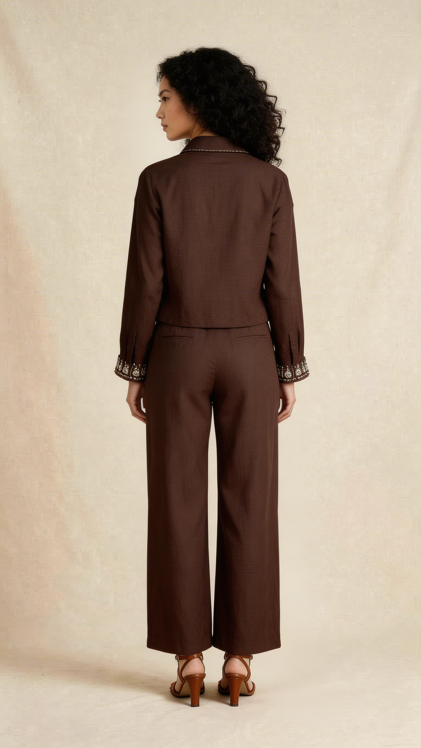 Brown Embroidered Co-ord Set