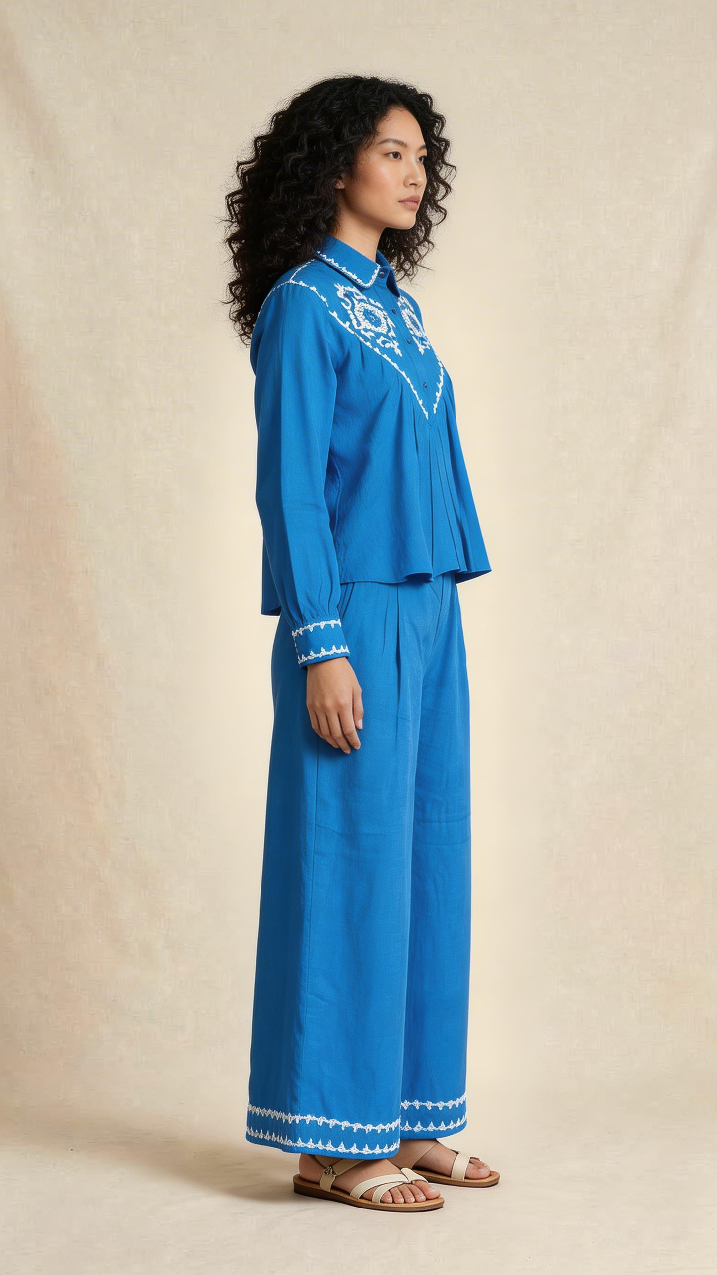 Royal Blue Embroidered Co-Ord Set