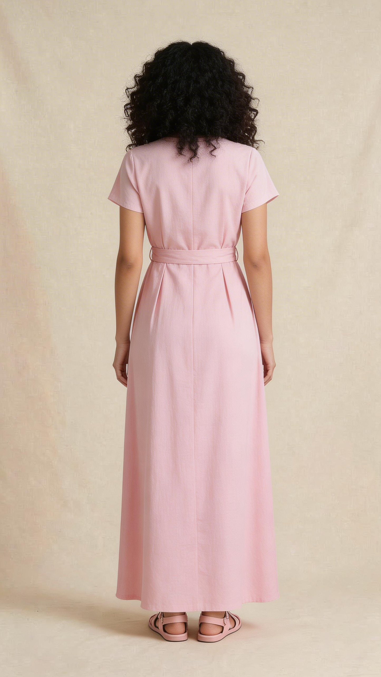 Blush Pink Wrap Midi Dress