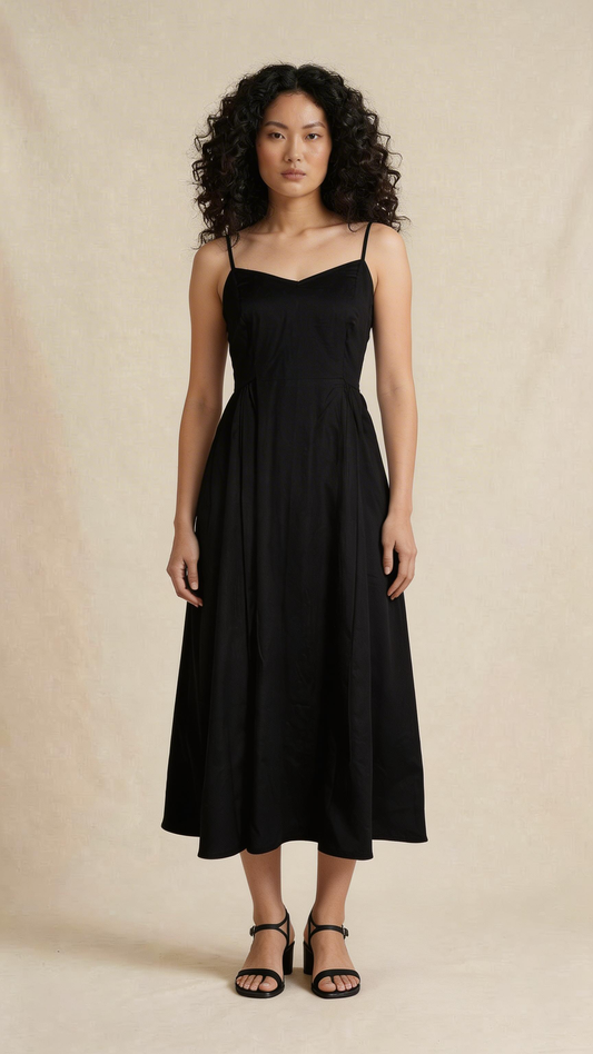 Black Sleeveless Midi Dress