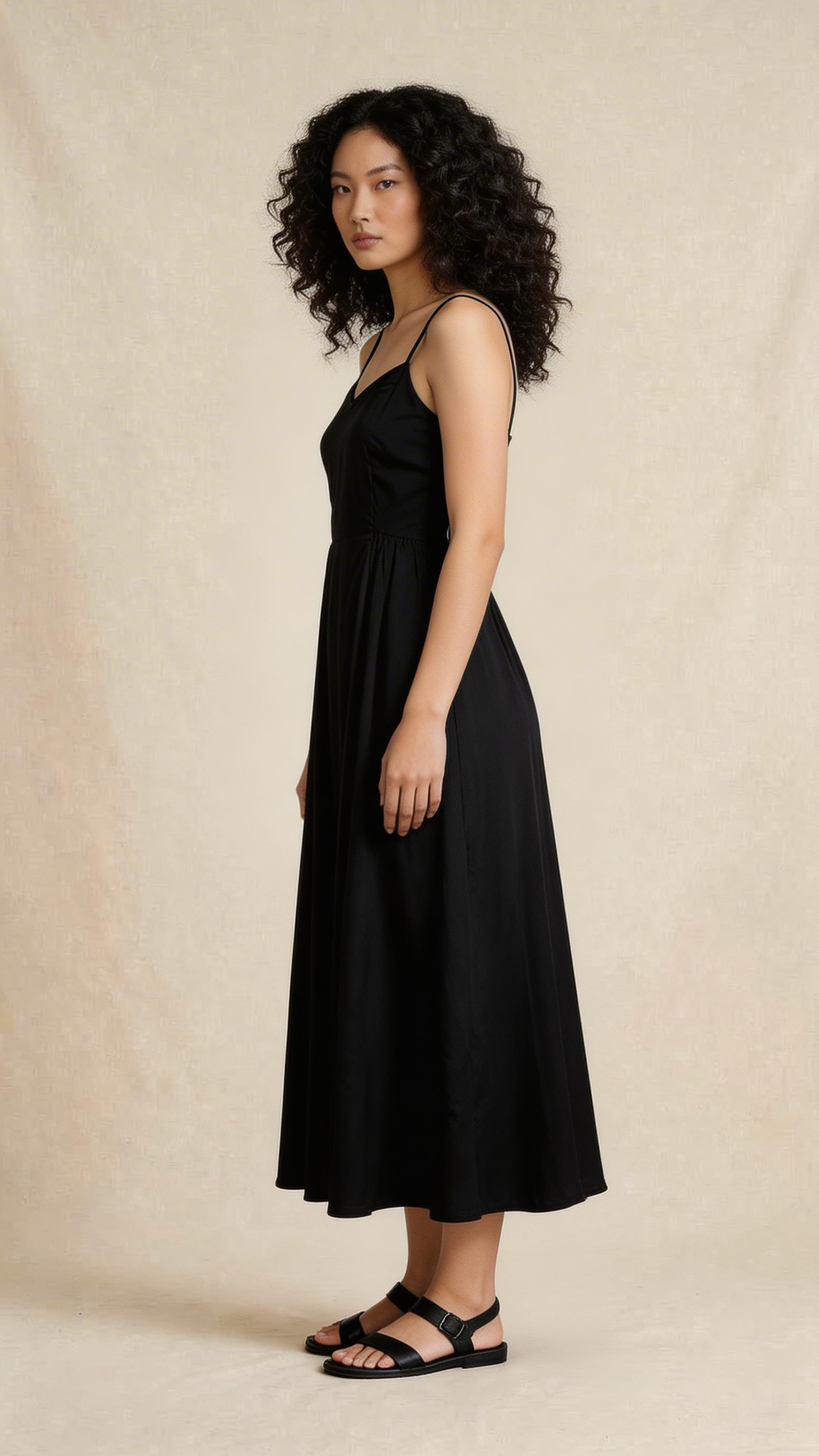 Black Sleeveless Midi Dress
