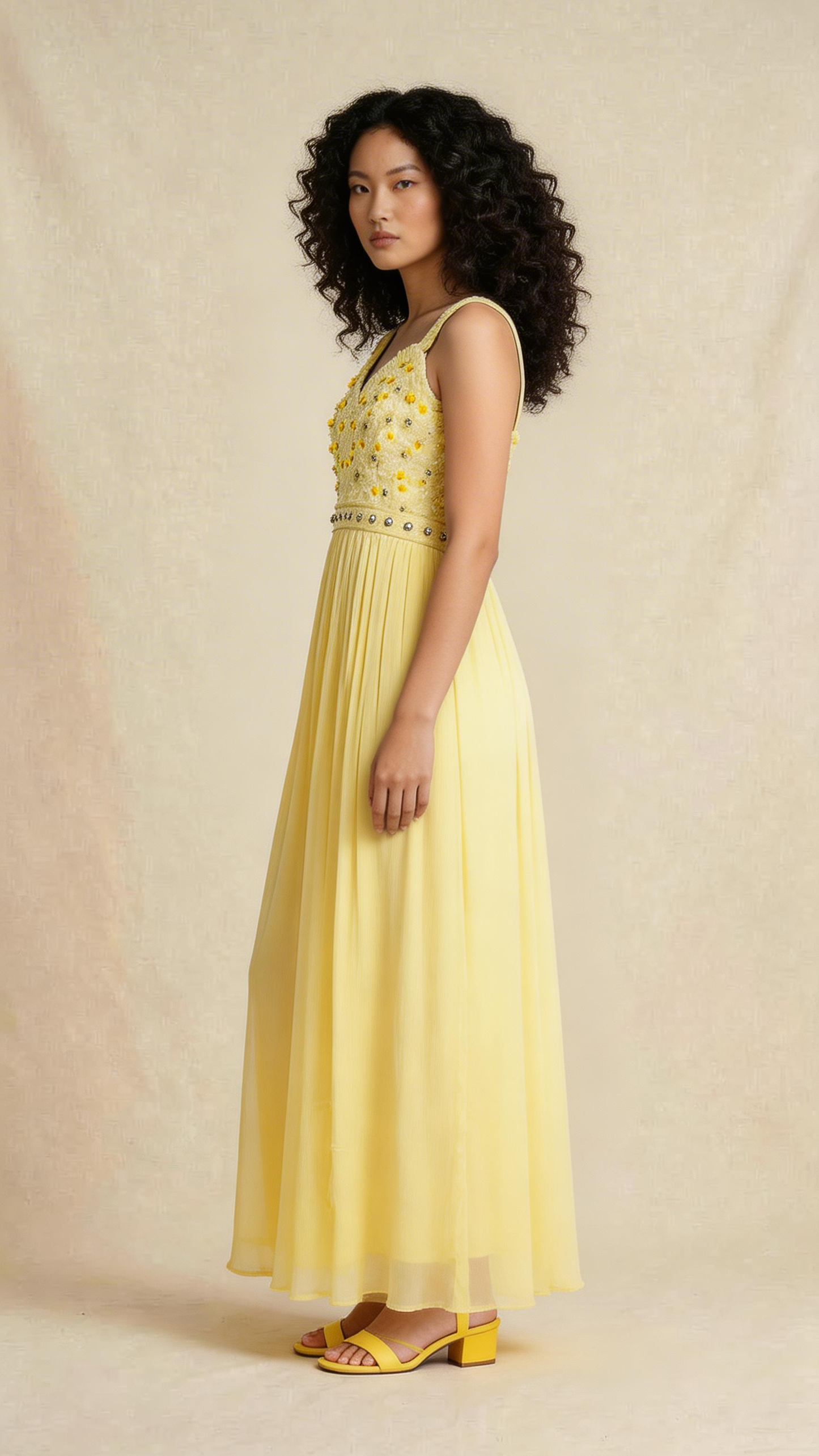 Buttercup Bloom Embellished Evening Gown