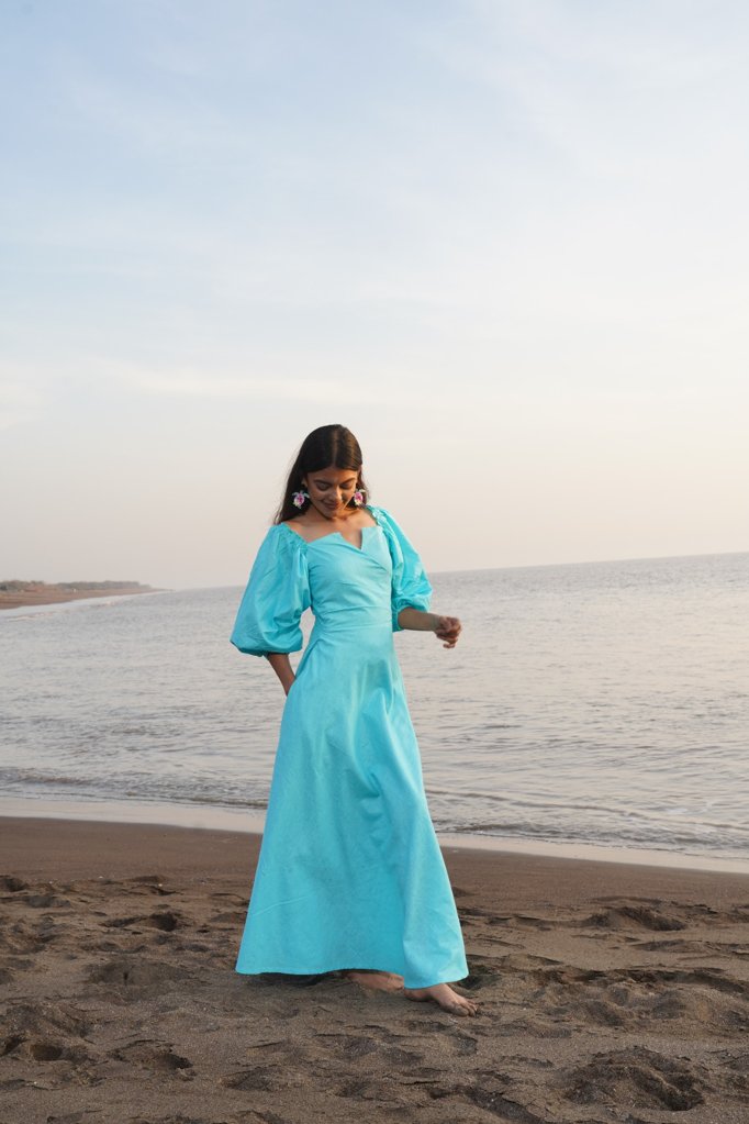 Coastal Breeze: Elegant Blue Dress