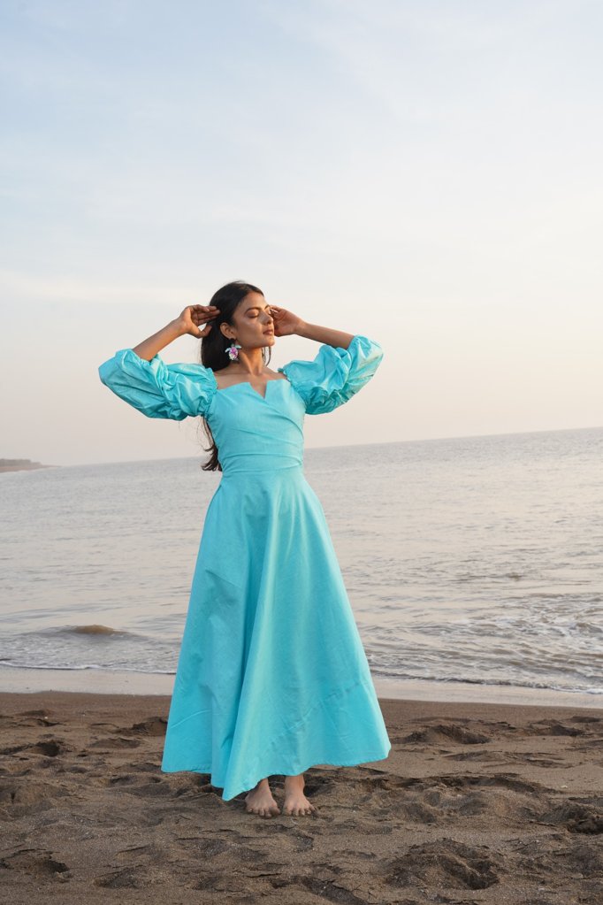 Coastal Breeze: Elegant Blue Dress