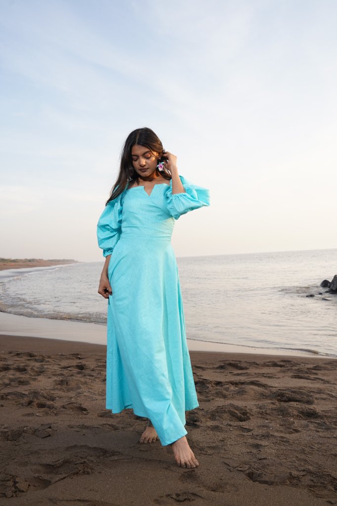 Coastal Breeze: Elegant Blue Dress